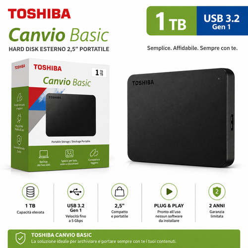 Toshiba canvio basics - toshiba, 1tb